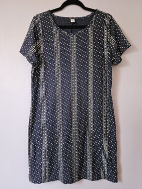 Old Navy Dark Blue Floral Patterned Shirt Dress, Size Large